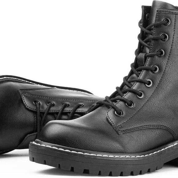 Women's Faux Leather Ankle Booties Casual Toe Casual Ankle Booties - Picture 1 of 6